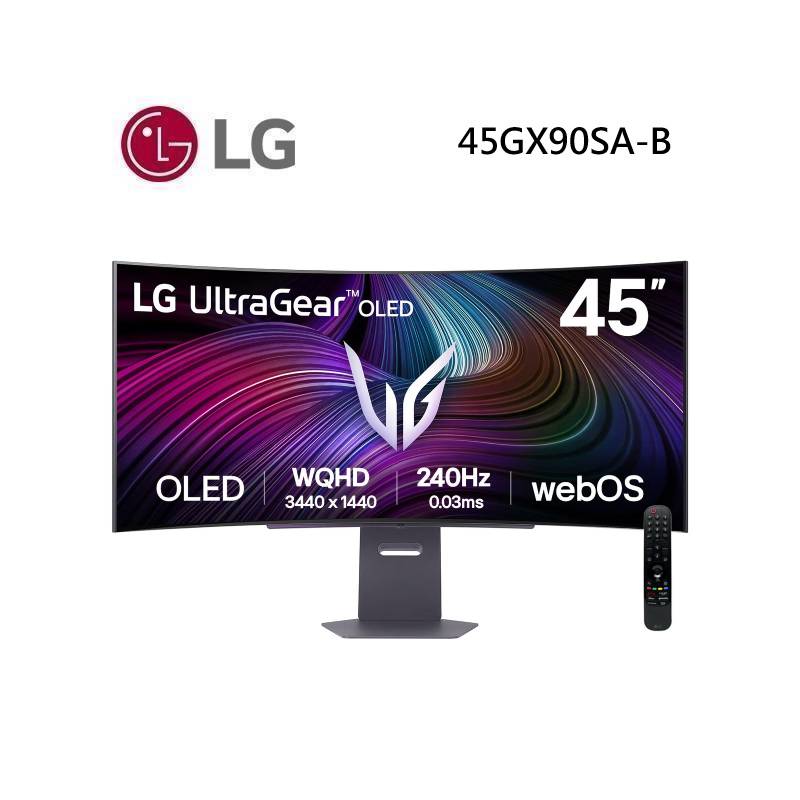 LG 樂金 45GX90SA-B 45吋 UltraGear™ 21:9 WQHD 240Hz OLED曲面智慧電競螢幕 (預購)