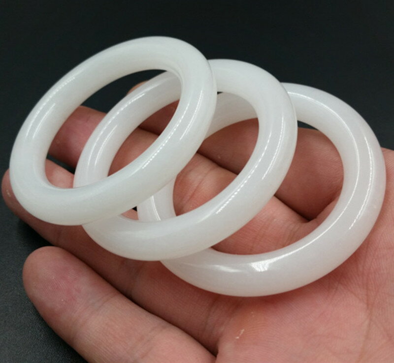新款天然玉石a貨新疆和田白玉圓環吊墜石英巖玉大號白玉圓環