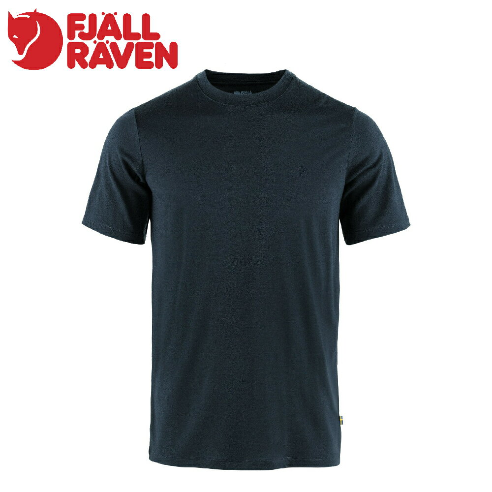 【Fjallraven 小狐狸 男 Abisko Wool 短袖羊毛排汗衣《暗深藍》】F87193/短T/短袖/圓領T/棉T