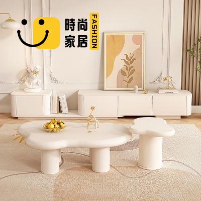 工廠直銷 【精選電視櫃組合 免運包稅】奶油風電視櫃現代簡約高款家用地櫃法式米白小戶型電視櫃茶幾組合 落地櫃 客廳收納櫃特惠/工廠現貨直銷 全館折扣 售後保障 s546