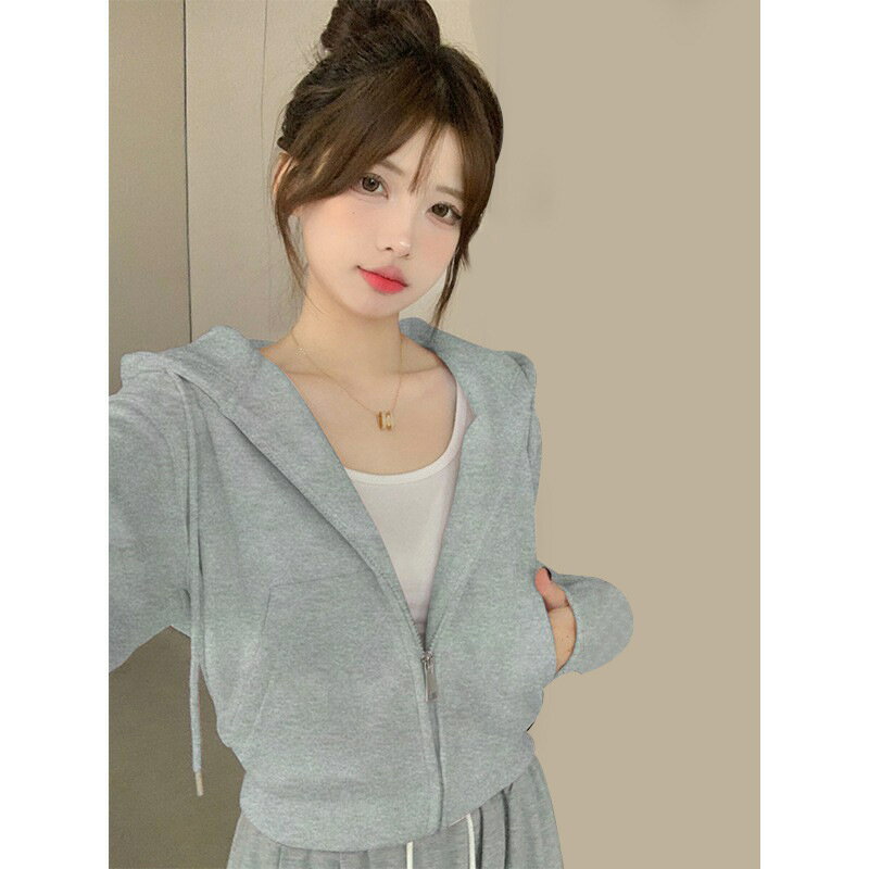 外套 女裝 休閒外套 時尚外套 小個子短款衛衣春季外套女2025年新款春秋即墨連帽拉鍊開衫上衣 5