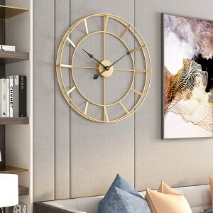 掛鐘時鐘金屬掛鐘 鐵藝時鐘 壁鐘 輕奢現代簡約鐵藝掛鐘 客廳鐘錶裝飾時鐘 靜音金屬鐵藝鐘錶