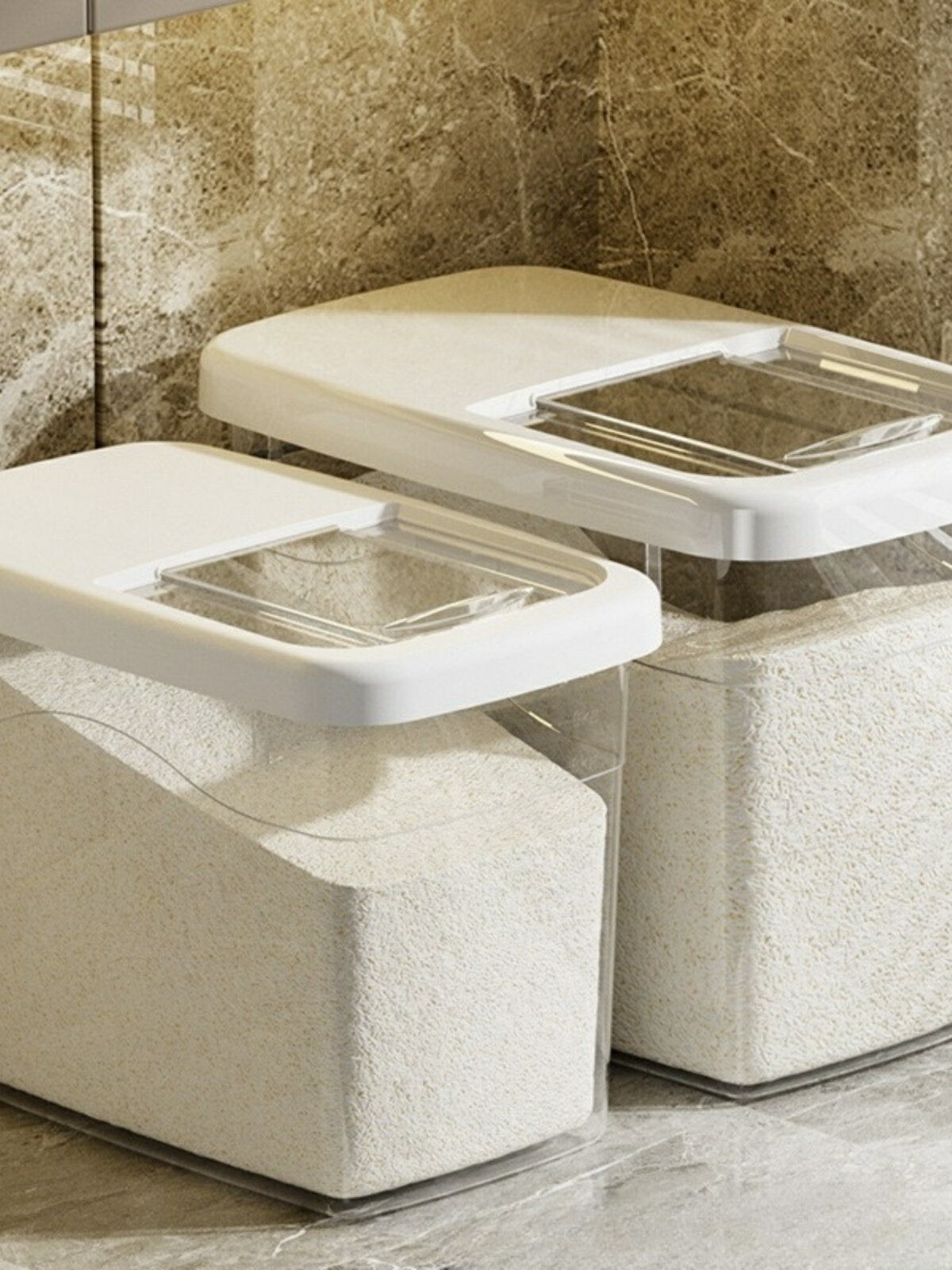 簡約高級感家用帶蓋米桶大容量加厚防塵防潮防蟲密封收納盒儲米箱米缸