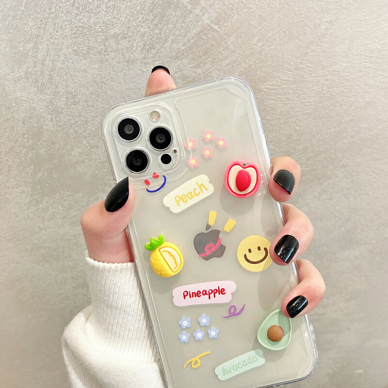 清新立體水果適用iphone12pro max蘋果11手機殼x/xs/xr女7/8plus透明軟殼ins日韓個性創意全包邊防摔保護套