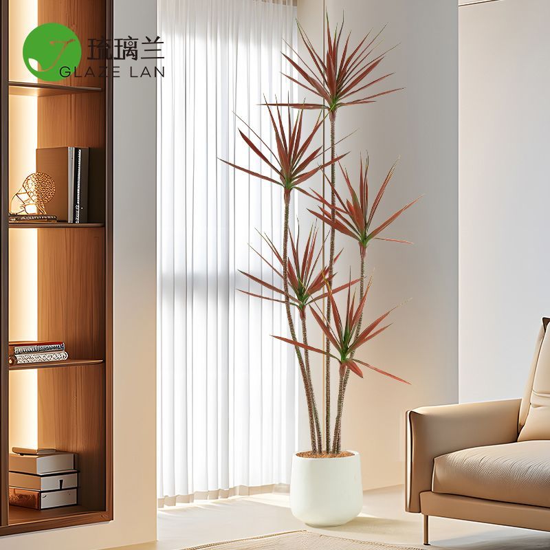 【免運】假樹 綠植 盆栽 裝飾品 植物 擺件 千年木模擬綠植高階輕奢客廳裝飾假植物擺件落地北歐大型室內盆栽 八折下殺 打骨折 可開發票 加客服賴享受巨額減免金牌保障