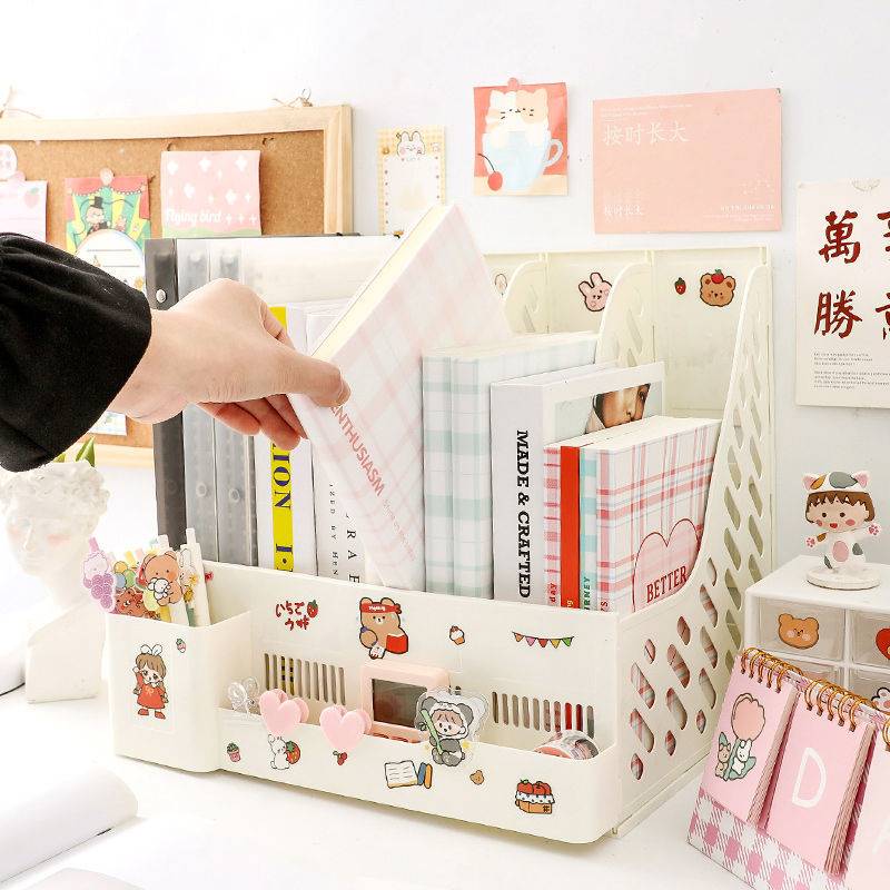桌面檔案架桌上多層檔案筐架子收納盒書立盒整理置物架辦公室用品