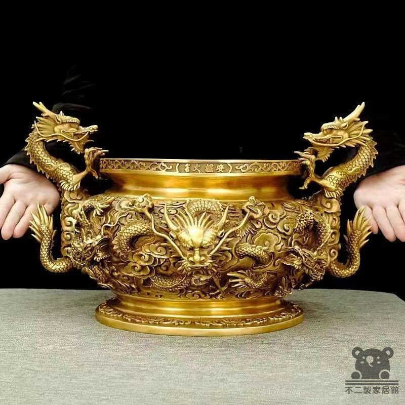 開運 龍 龍神 九頭龍 九龍香炉 白銅製（洋銀）中国 大明宣徳年製