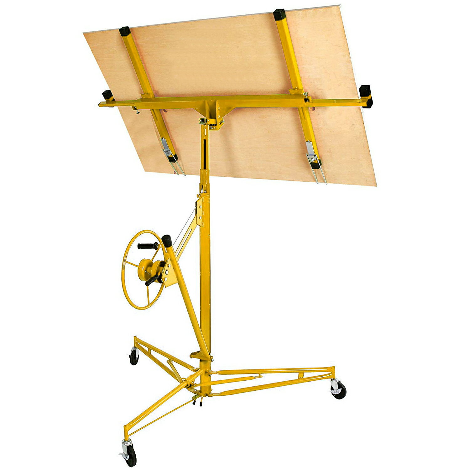 Yellow 16-19' Drywall Panel Lifter Hoist Jack Rolling Caster Lockable DIY Tool