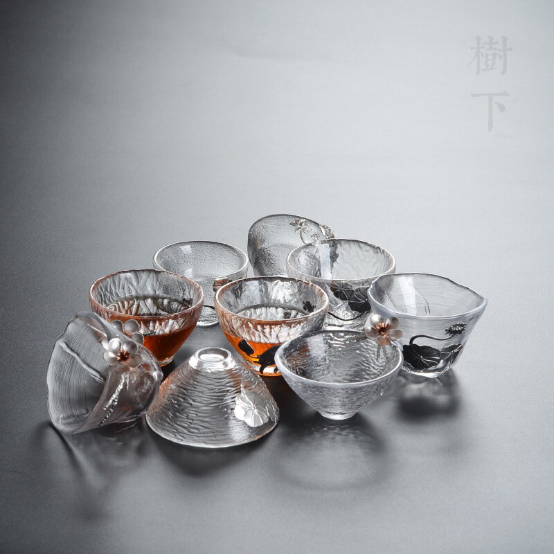 日式茶杯耐熱玻璃加厚品茗杯小茶杯貼錫手工杯主人杯單杯個人杯盞1入