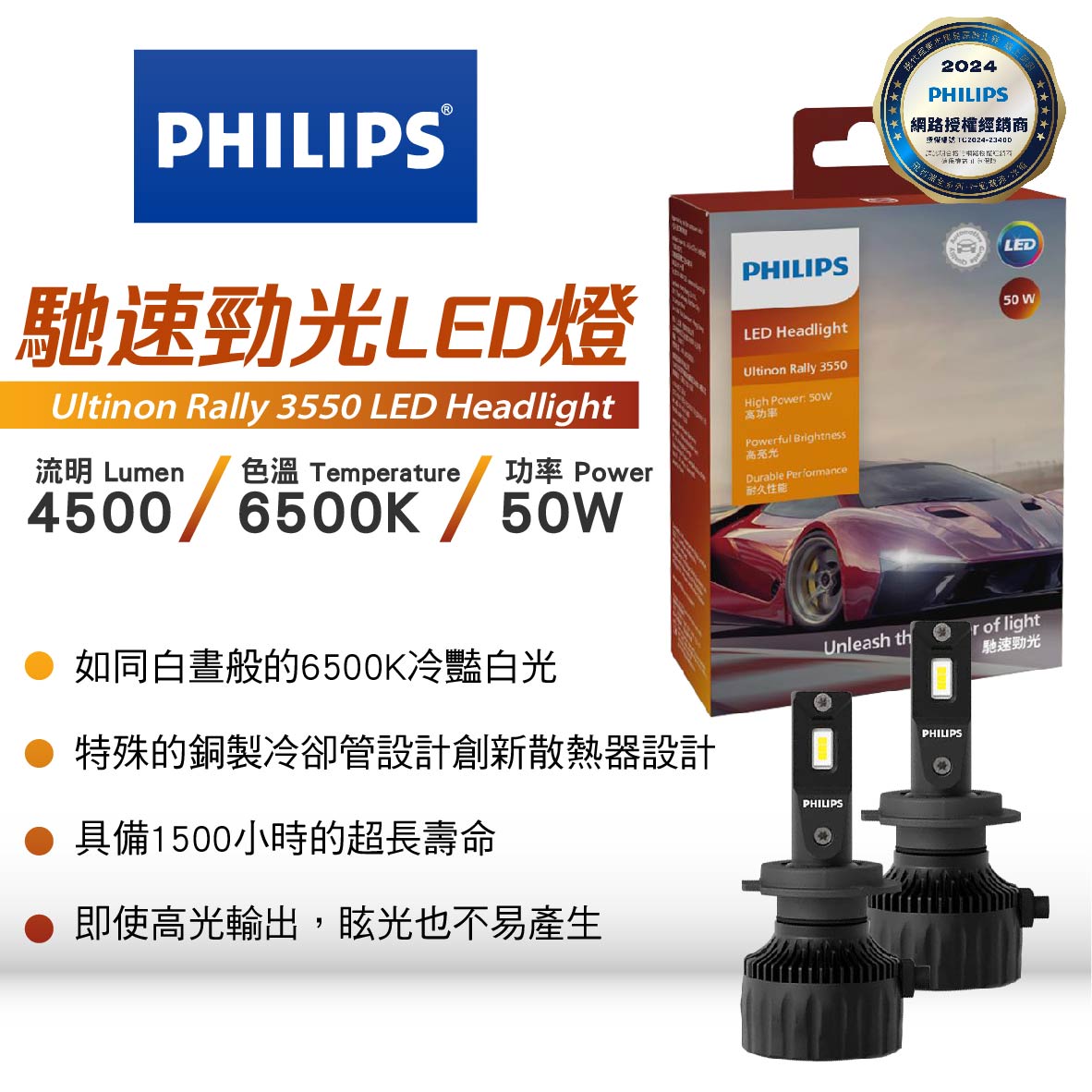 【4%點數】真便宜 PHILIPS飛利浦 馳速勁光 高流明4500LM 6500K冷白光 LED燈泡-2入(H4/H7/H11/9005/9006/9012)【限定樂天APP下單享點數回饋】