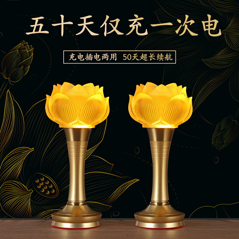 【臺灣公司 可開發票】蓮花燈菩薩佛供充電佛堂長明led琉璃佛臺佛前供佛燈家用2024新款