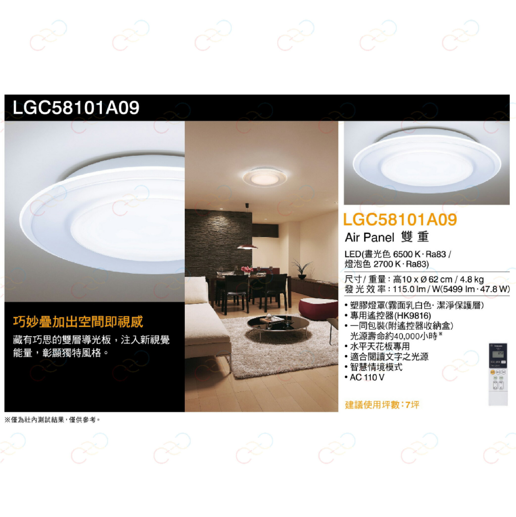 保固5年 Panasonic LED 吸頂燈 雙重 47.8W 國際牌 LGC58101A09 Air Panel 系列 (A Light) 7