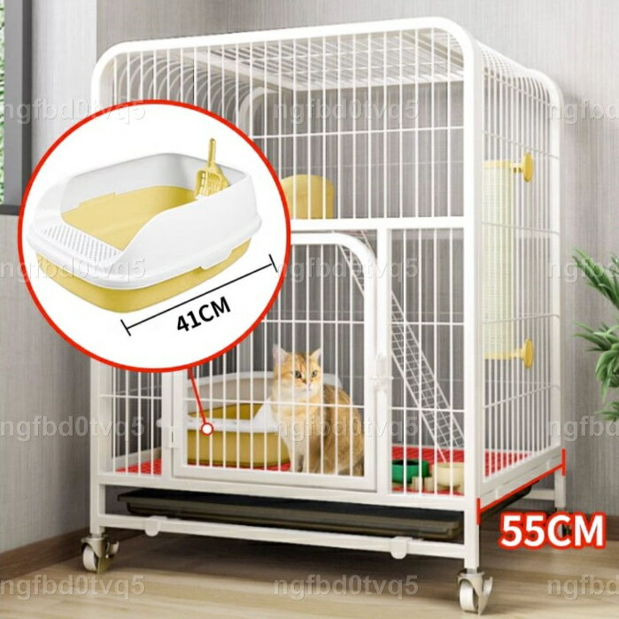 開立發票 免運 貓籠 貓屋 貓籠子 方管豪華閣樓式貓籠 貓窩 貓別墅 貓櫃 貓舍 家用室內 兩層別墅 廁所貓砂盆一體 不占地 3