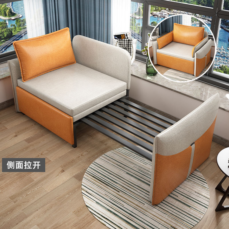 沙發床小戶型可折疊側拉式單人陽臺休閑兩用簡約網紅科技布免洗
