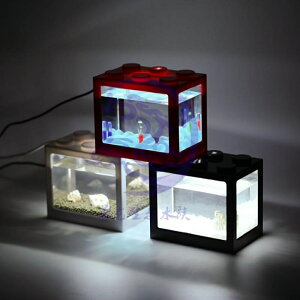 魚缸泰國斗魚缸桌面迷你缸小型觀賞魚缸海藻球盒帶燈USB多色斗魚缸印象部落