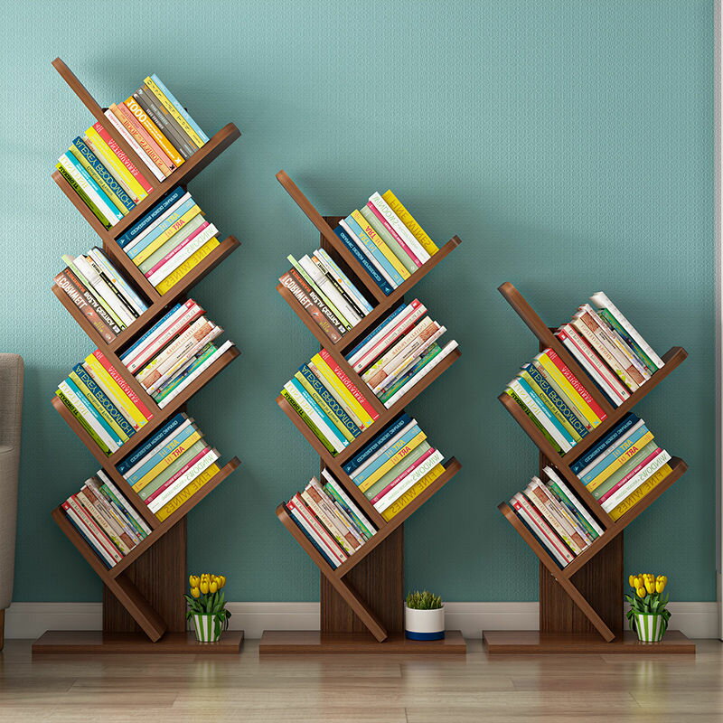樹形書架置物架落地簡約學生臥室小書櫃家用省空間經濟型收納書架