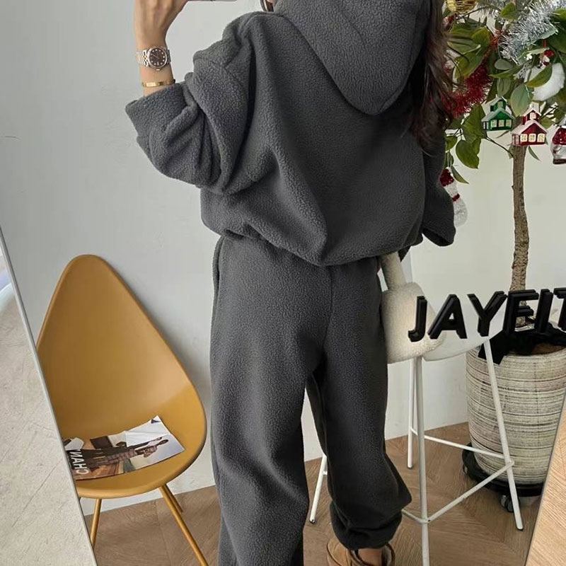 ANNAS 正韓紅色套裝 UCLA羊羔毛套裝 韓國刷毛連帽衛衣長褲 新年 過年 2024龍年開運穿搭 6