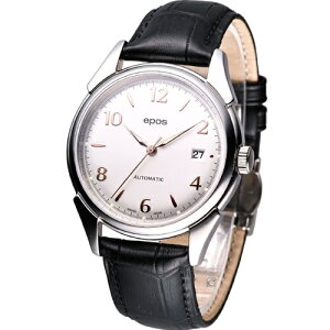 EPOS 愛寶時 經典復古自動機械腕錶(3372.132.20.38.25FB)-39mm-白面皮革【刷卡回饋 分期0利率】