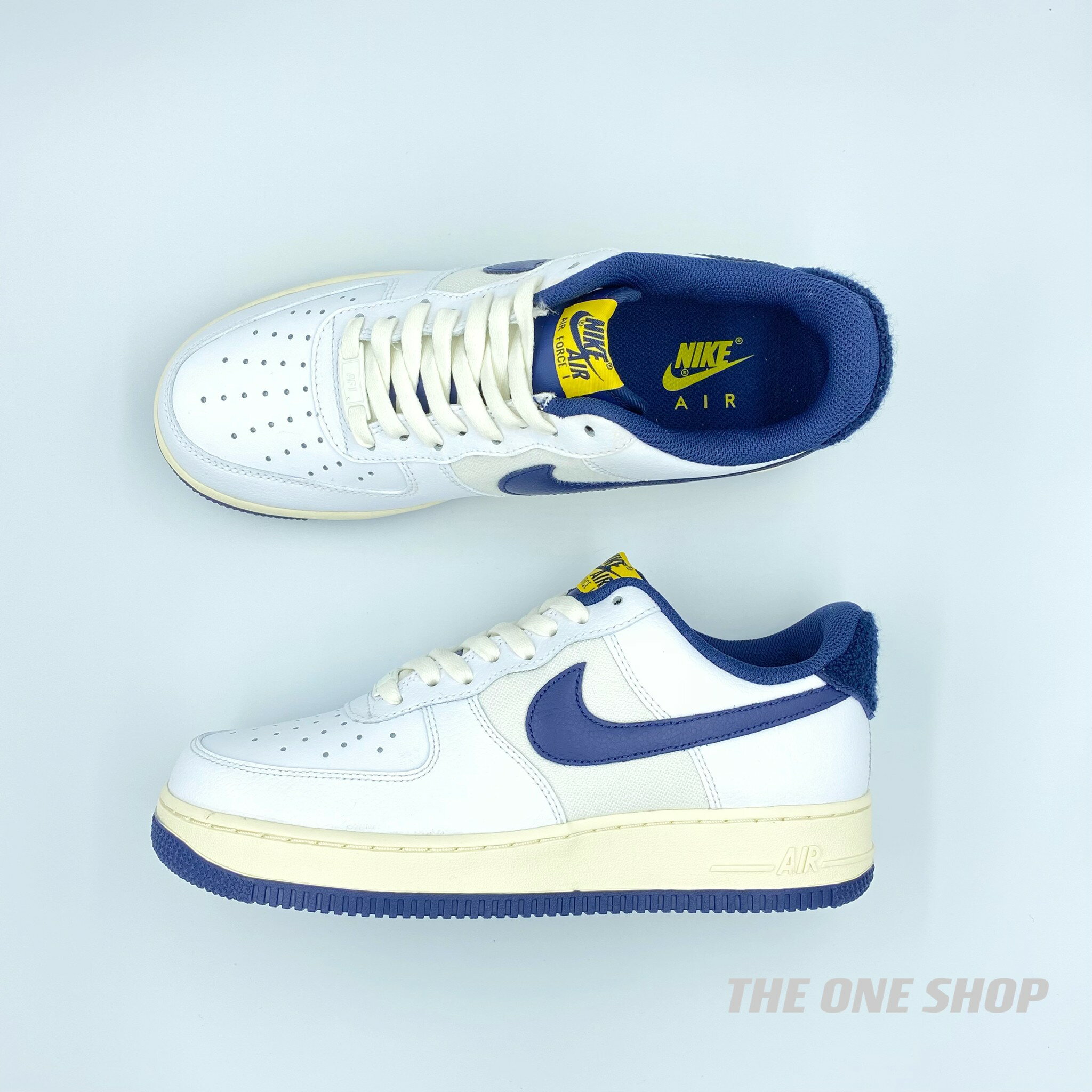 NIKE AIR FORCE 1 07 LV8 白底藍勾奶油底復古| The One Shop 潮流鞋鋪