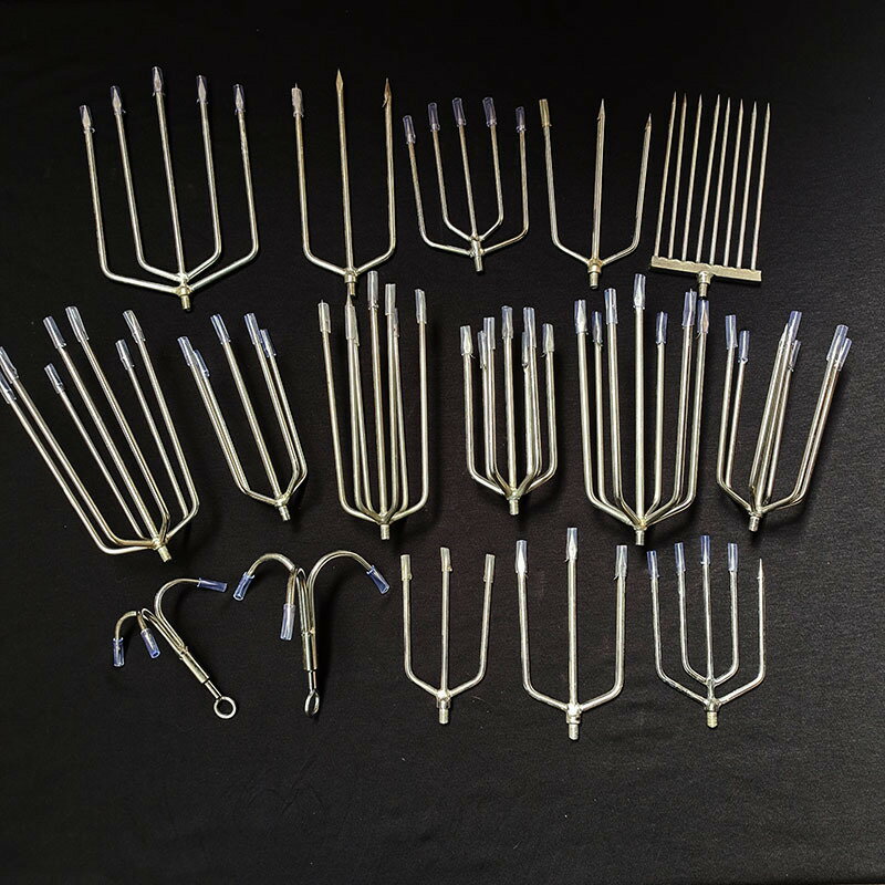 不銹鋼魚叉抄網魚叉頭倒刺魚叉戶外漁具垂釣用品8mm螺絲【宜家良品百貨】