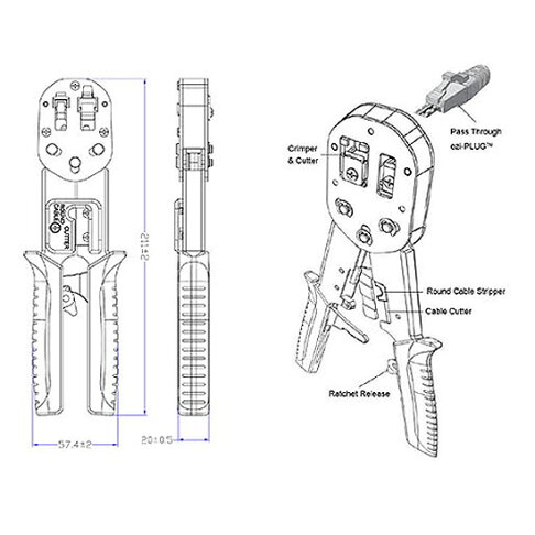 工程級 穿透式水晶頭壓接工具 網路夾 壓接鉗 RJ45 脫線鉗 切齊 網路頭 網路線接頭 壓線鉗 壓線夾 2