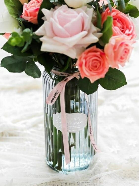 花瓶 北歐水培乾花玻璃花瓶擺件小清新透明家居客廳富貴竹百合插花鮮花 果果輕時尚