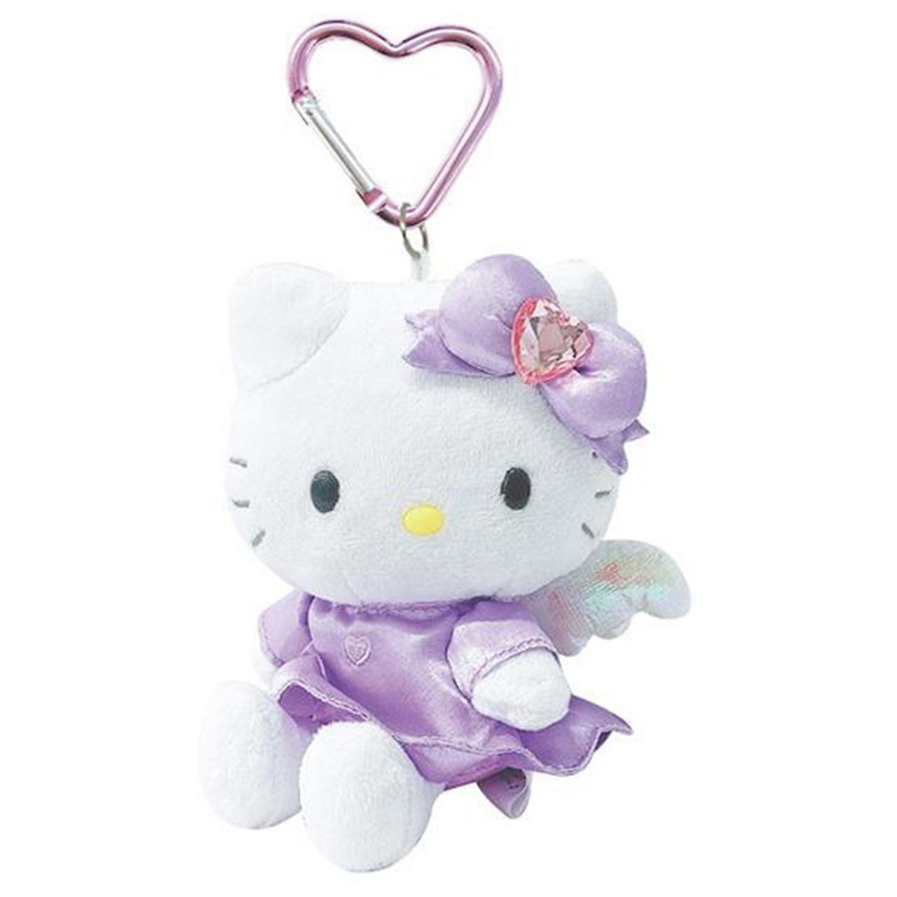 【震撼精品百貨】Hello Kitty 凱蒂貓~日本SANRIO三麗鷗 KITTY愛心扣環絨毛玩偶吊飾-Y2K天使款紫*97668