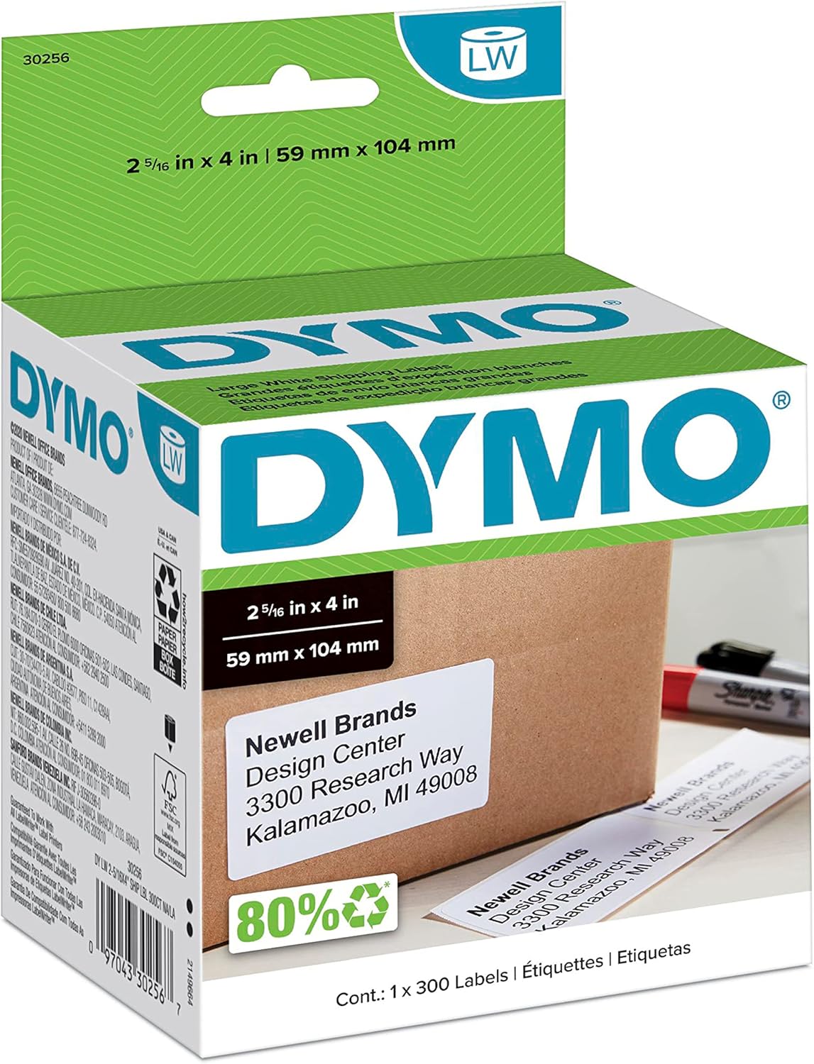 [5美國直購] DYMO 30256 標籤紙 59x104mm 適 LW 標籤機 LabelWriter Label Printers (2-5/16x4吋) B00004Z64O _CB4