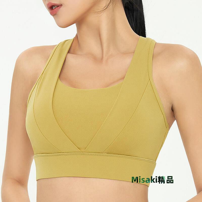 運動內衣女高強度防震聚攏健身跑步文胸一體式網紗瑜伽美背背心夏-Misaki精品
