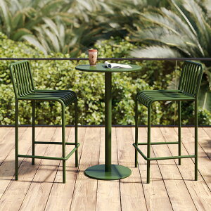 北歐網紅戶外高腳凳花園庭院咖啡廳奶茶店吧臺桌椅組合鐵藝靠背椅