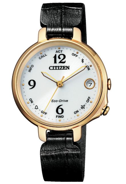 CITIZEN 星辰錶 EE4022-16A 優雅藍芽連線光動能腕表/金+黑 33mm