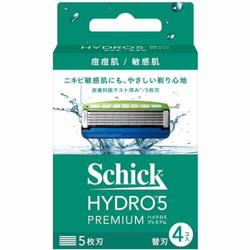 【外盒汙損】【Schick舒適牌】水次元5 PREMIUM 敏感肌用 刮鬍刀片 4入