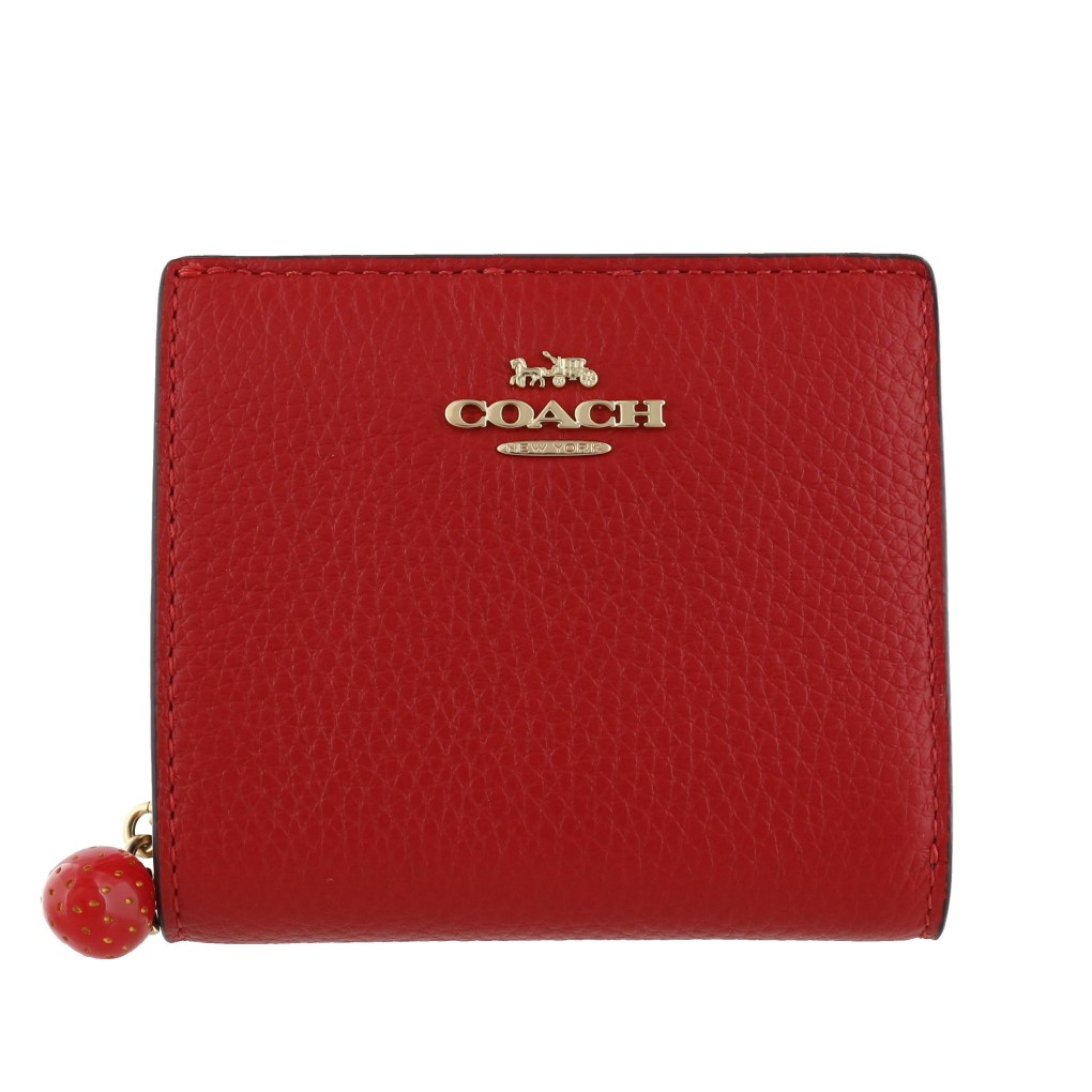 COACH 立體LOGO雙摺短夾 鵝卵石紋真皮皮革 短夾 皮夾 雙折錢包 CH350 紅色(現貨)▶指定Outlet商品5折起☆現貨【送禮首選★APP下單點數4倍送】