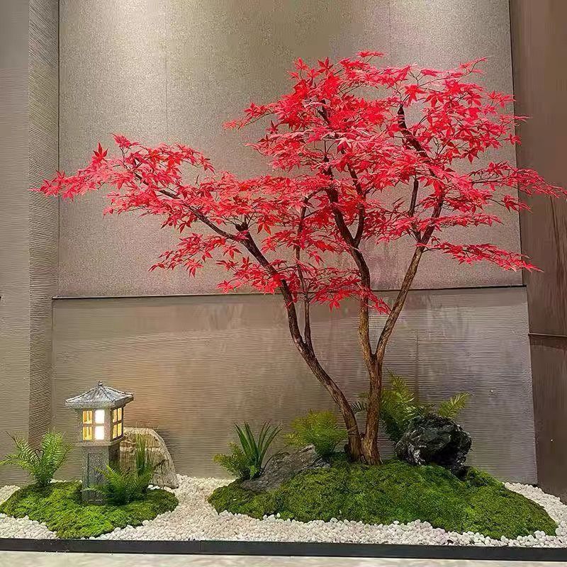 人造花 仿真植物 模擬樹 模擬綠植 模擬擺飾 真紅楓樹大型落地商場櫥窗酒店綠植假樹室內外盆景假樹裝飾造景137S 快速出貨