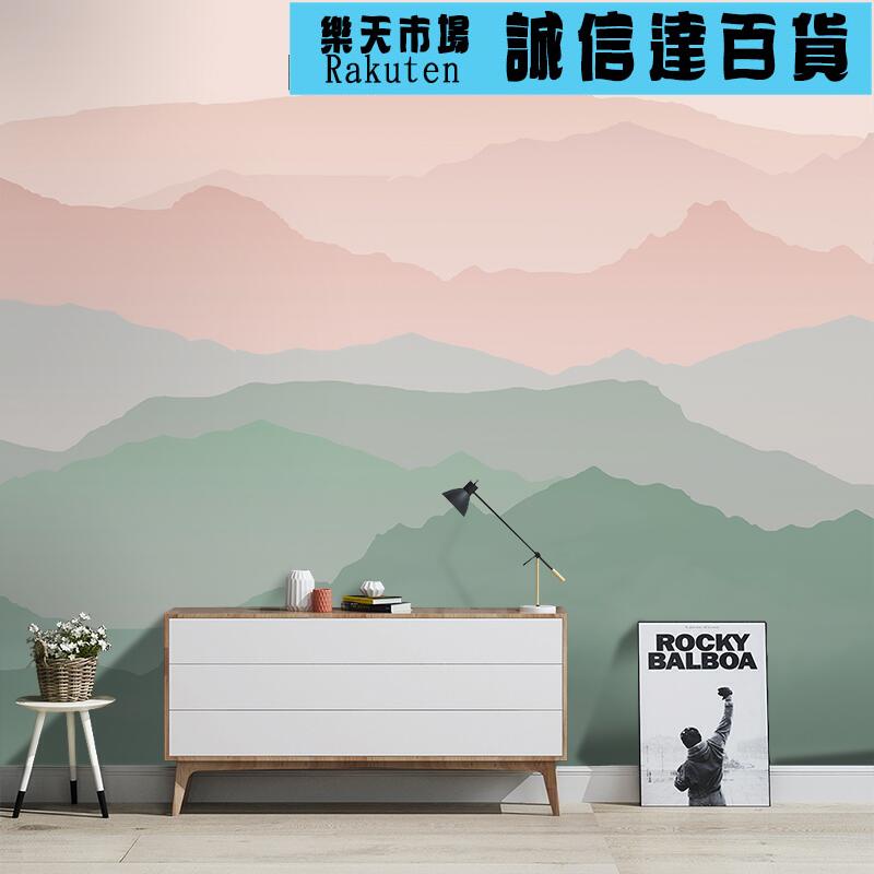 壁紙 壁貼 中式手繪抽象水墨彩色壁紙客廳電視背景牆壁畫