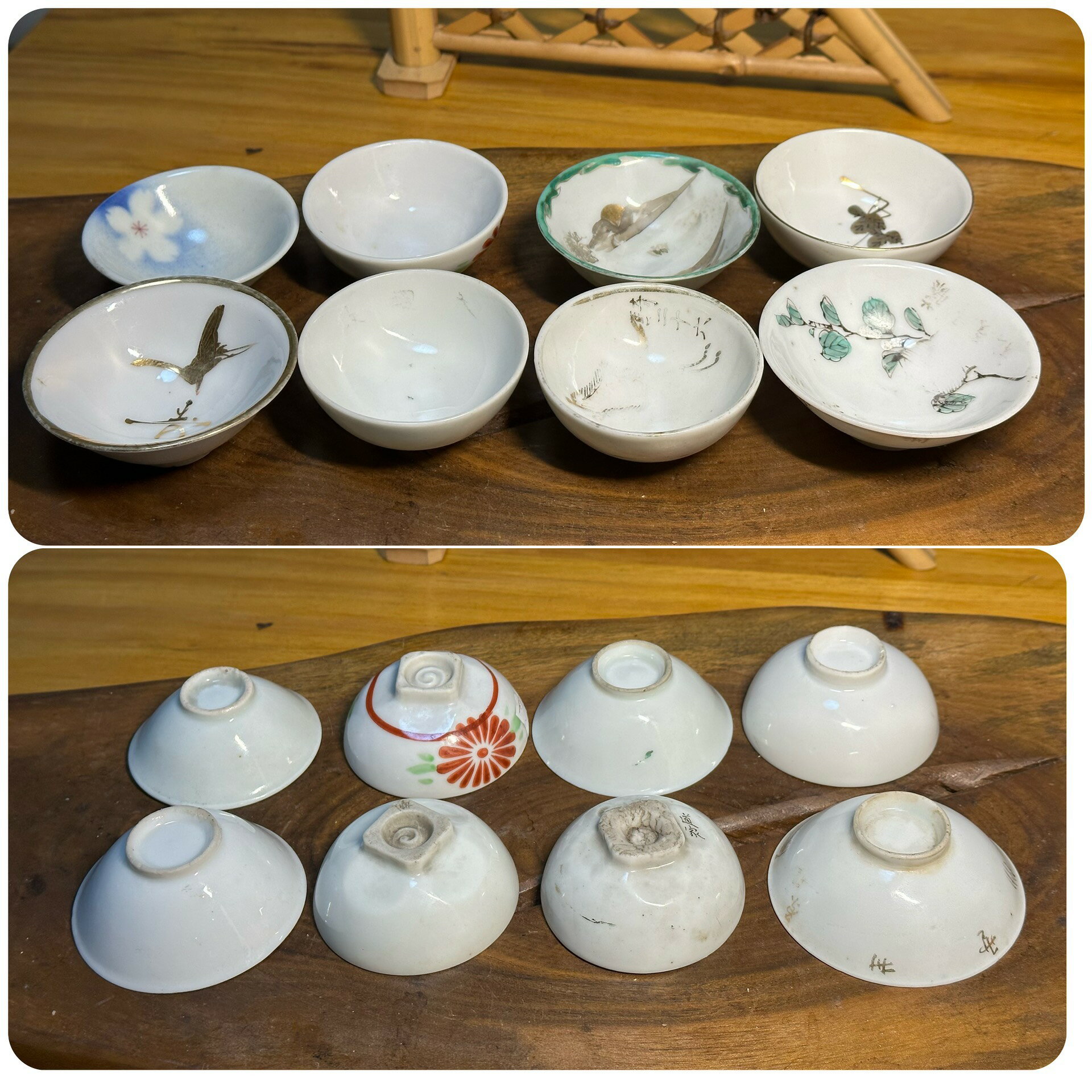 日本中古回流老清水燒手繪色繪金蒔繪茶盞茶杯 方足老底足一口杯