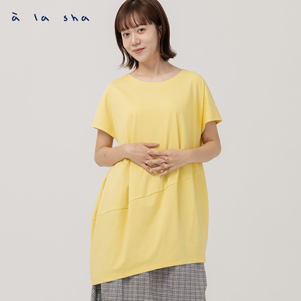 a la sha 造型剪接長版T恤