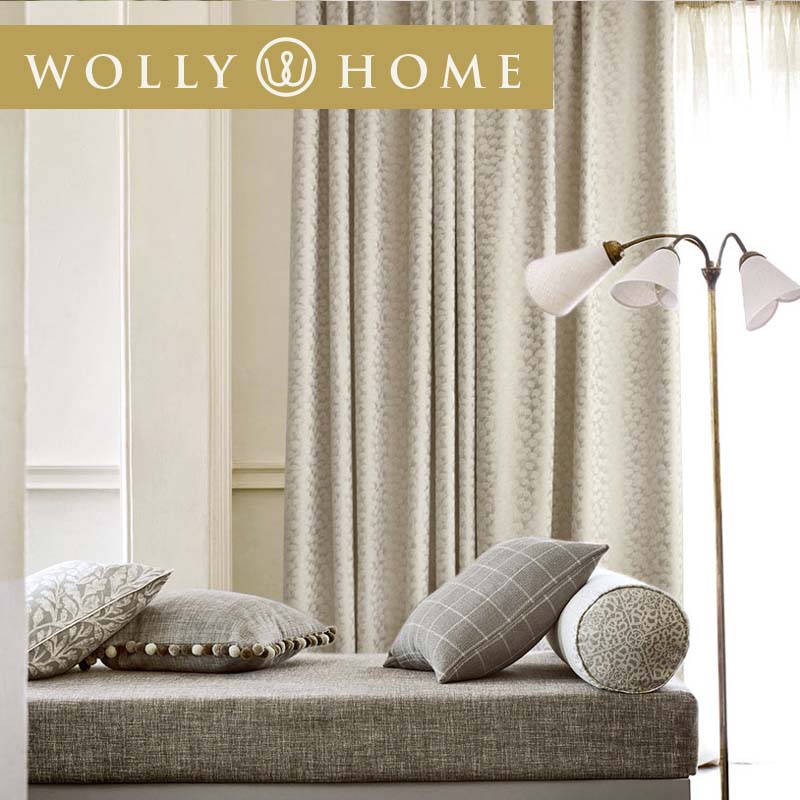 法式中式美式現代簡約窗簾定制米色金色高精密緞面提花客廳臥室書