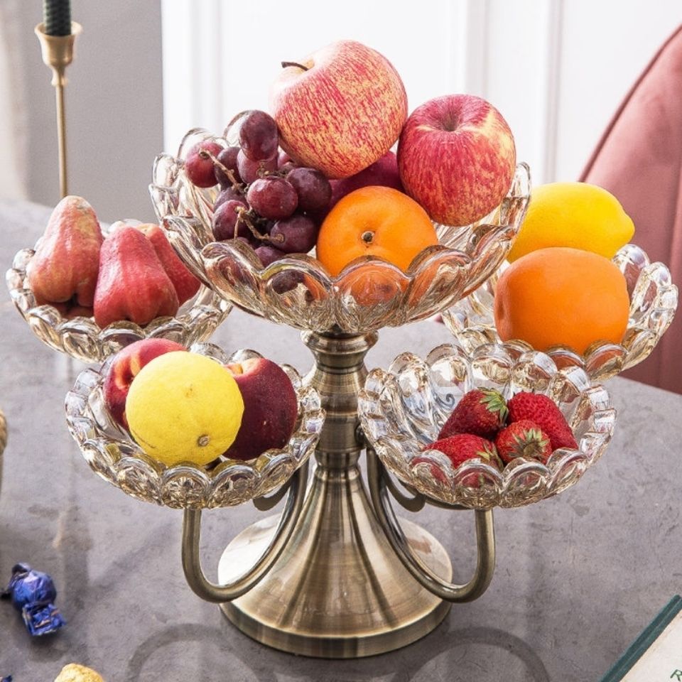 多層水果盤 歐式美式水晶玻璃多格糖果盤家用客廳茶幾創意雙層水果盤干果盤