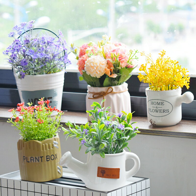 仿真多肉植物小盆景假花盆栽家居客廳室內綠植桌面裝飾花套裝擺件