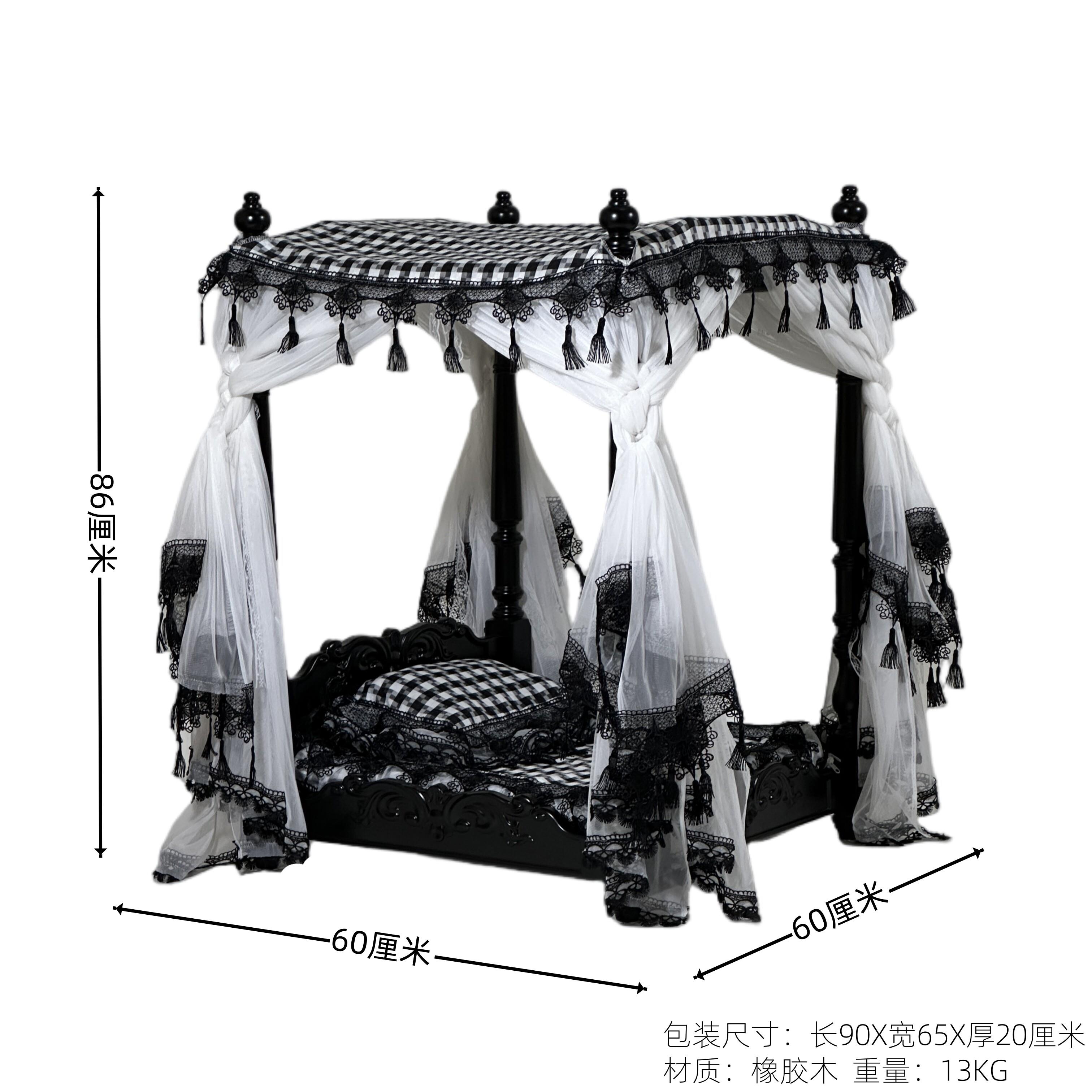 【可打統編 超低價】宮廷覆古架子床實法式美式床小型犬貓咪豪華床床幔蚊帳 0