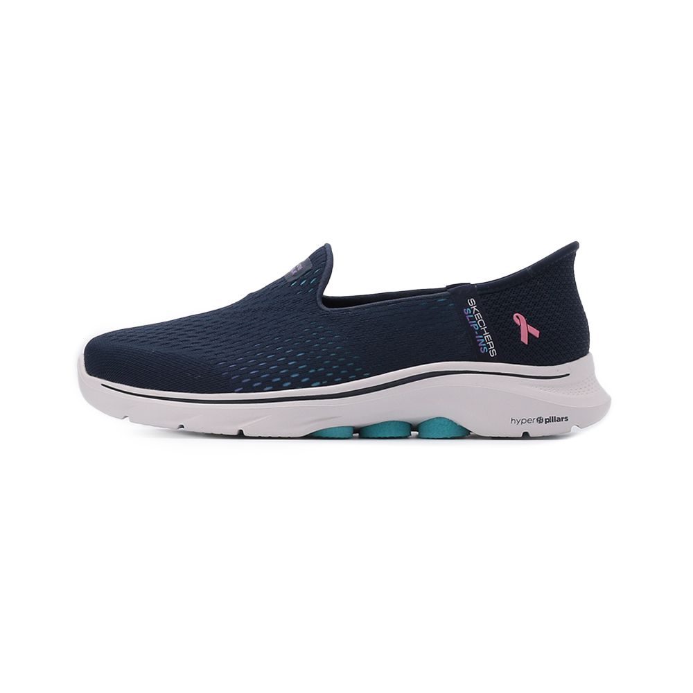SKECHERS GO WALK 7 粉紅絲帶限定款寬楦運動健走鞋 深藍 125255WNVMT 女鞋