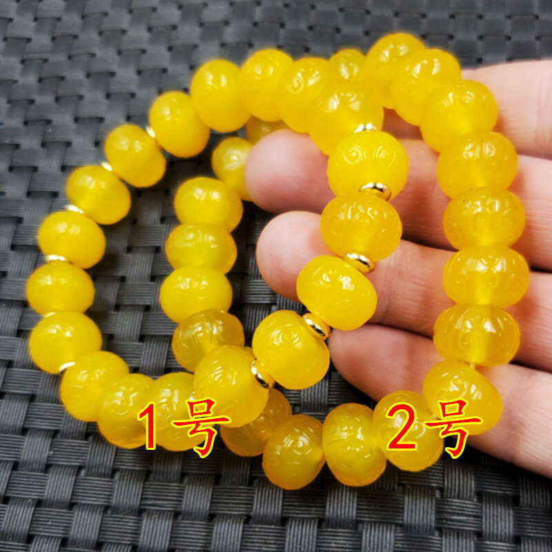 玉石手鏈冰種黃玉髓算盤珠手鏈瑪瑙回紋珠手鏈雞油黃玉髓手鏈手串