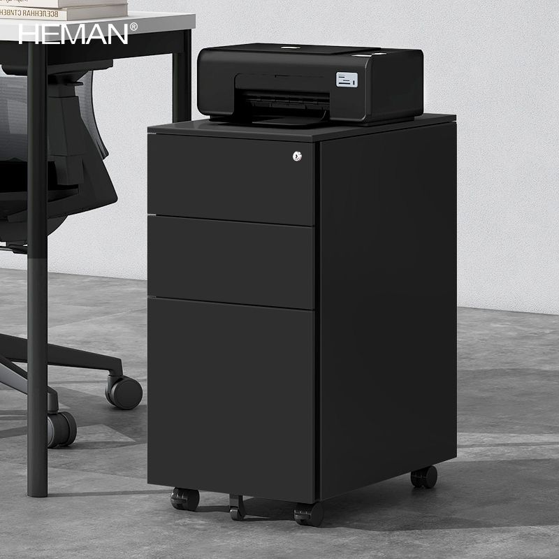 賀曼鋼制活動櫃移動文件櫃辦公櫃抽屜櫃桌邊打印機矮櫃鐵皮櫃帶鎖