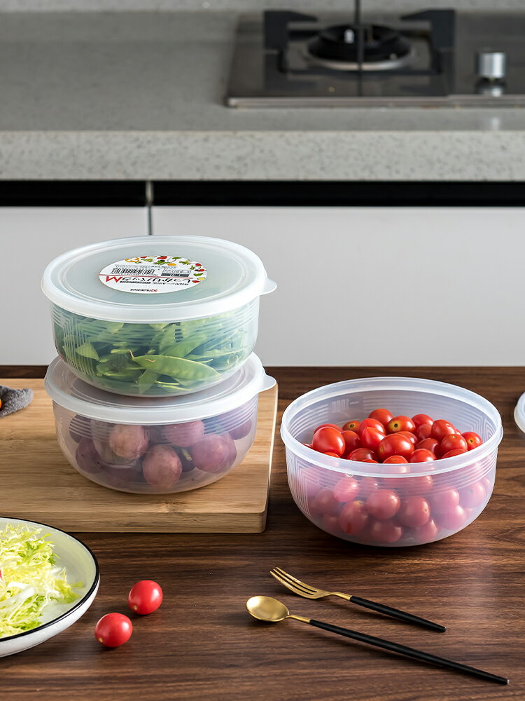 【日本NAKAYA】日本製圓形透明收納/食物保鮮盒1300ML 2