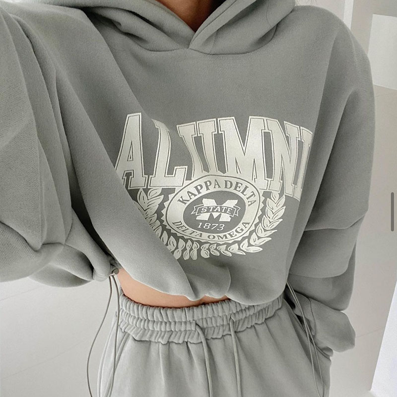 ANNAS 正韓刷毛工作裙套裝 連帽刷毛T 刷毛口袋長裙 休閒潮流字母印花 韓國 7