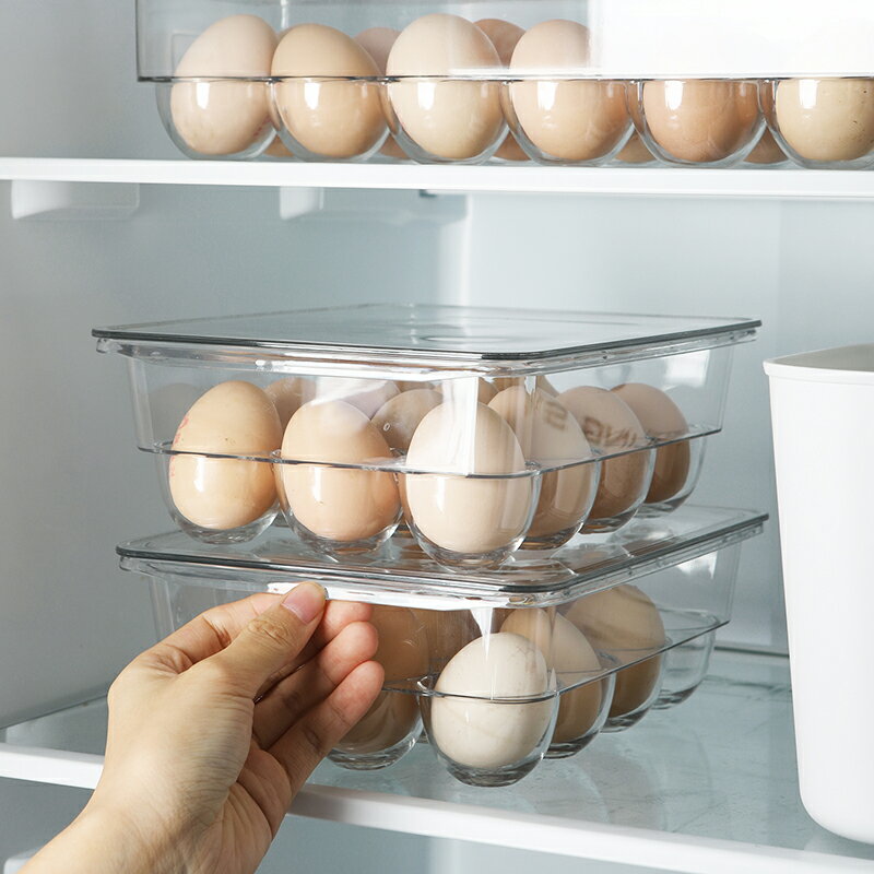 Fan home雞蛋盒冰箱用保鮮放雞蛋格蛋托塑料帶蓋蛋盒廚房收納蛋盒