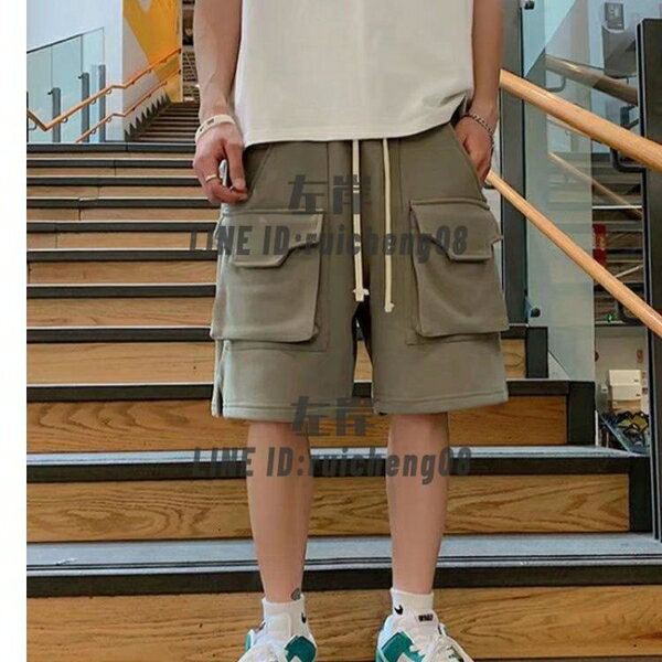 工裝短褲男夏季寬鬆休閑五分闊腿褲港風潮牌IG開叉百搭外穿中褲【雲木雜貨】