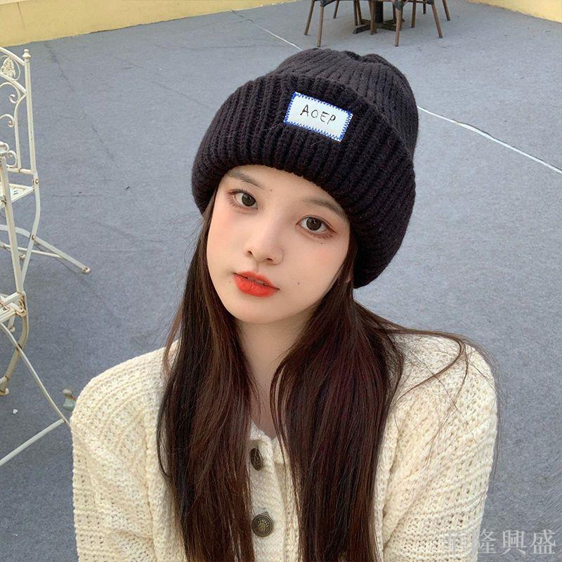 日系秋冬加厚柔軟毛線帽女潮百搭顯臉小保暖護耳超厚針織產婦帽子
