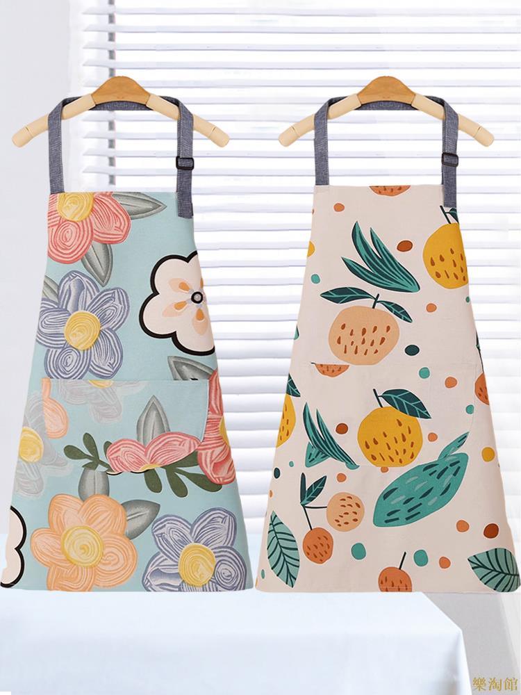 日式帆布圍裙女廚房做飯簡約家用防油透氣洋氣時尚夏季圍腰工作服